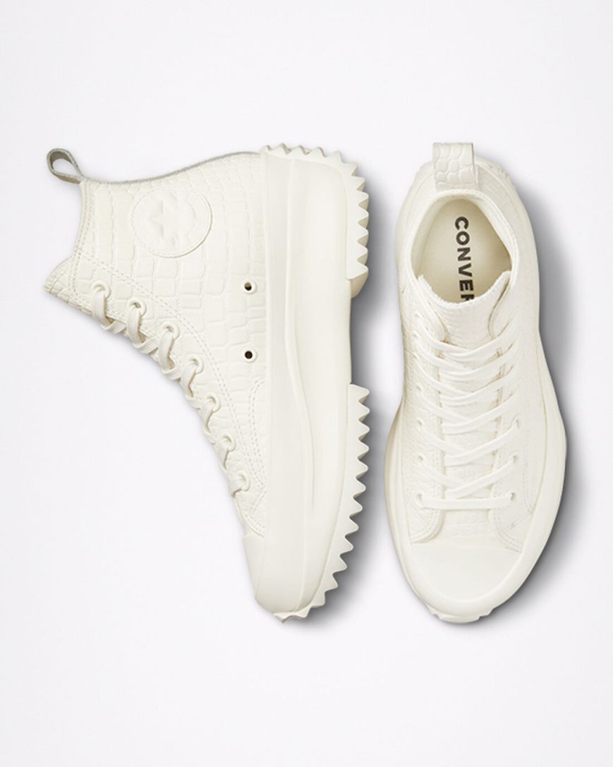 Topanky Na Platforme Converse Run Star Hike Croco Embossed Vysoke Damske Béžové | SK FXBSZ7